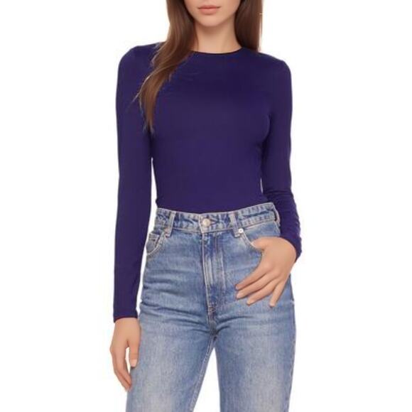 Susana Monaco Long Sleeve Crewneck Top in Thunder Blue NWT Size XS - Picture 1 of 7